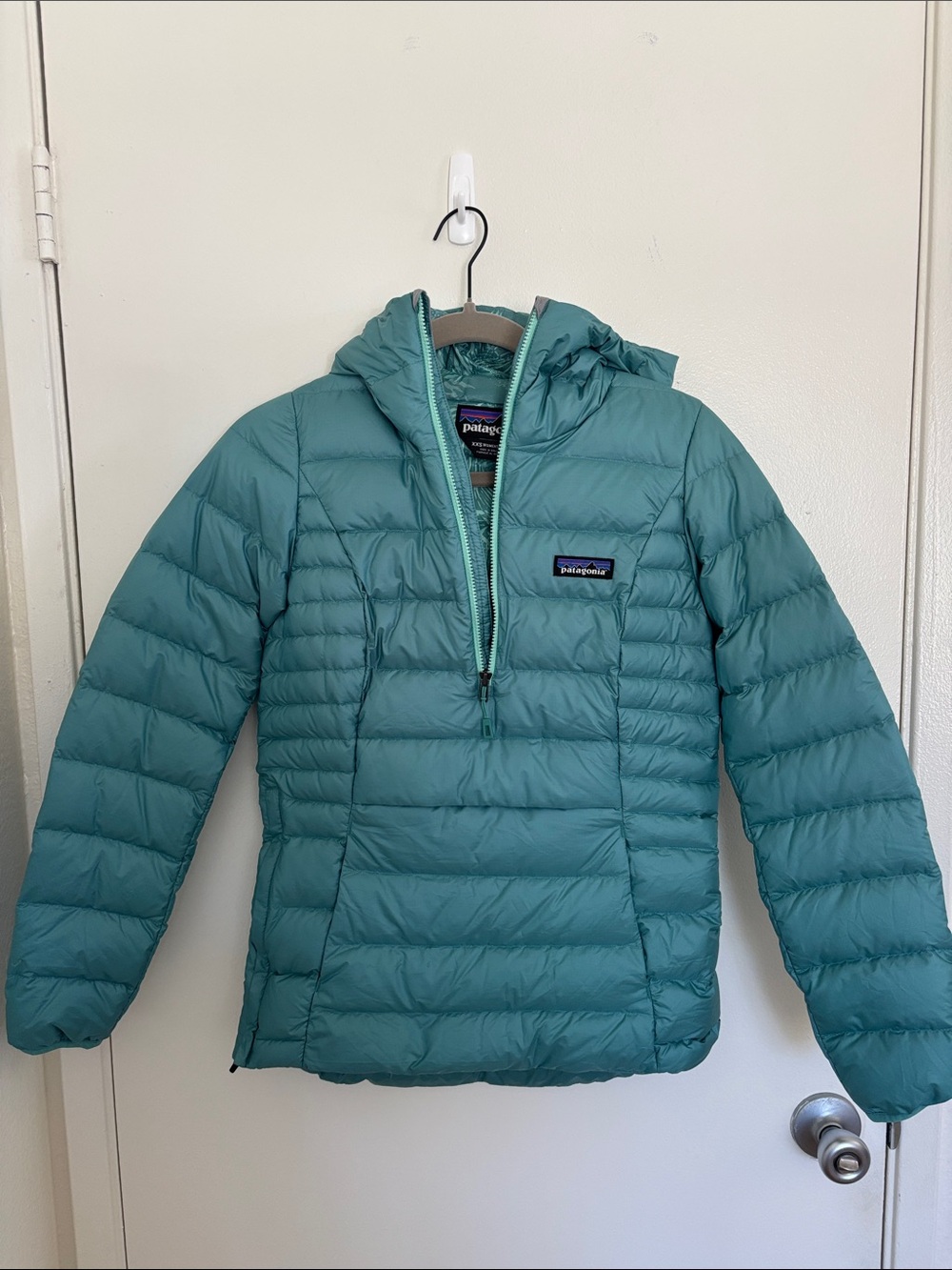 Patagonia Teal Hooded Down Pullover